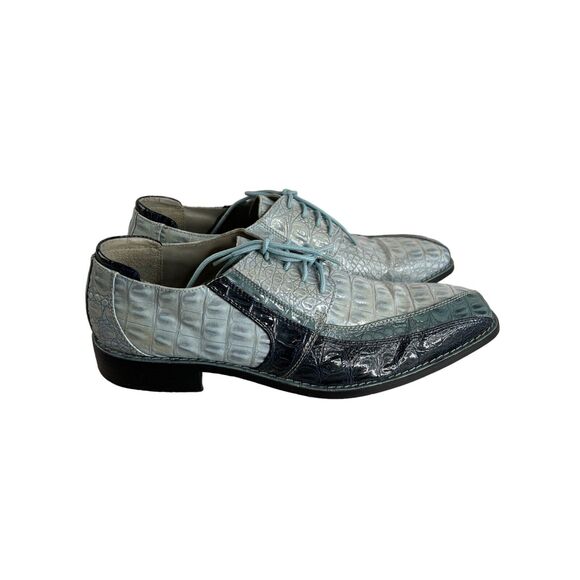 SIO Mens Alligator Print Leather Lace-Up Dress Shoes Size 10.5 Blue‎ main image 11